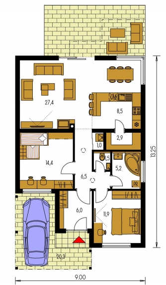 Plano de planta de la planta baja - BUNGALOW 199